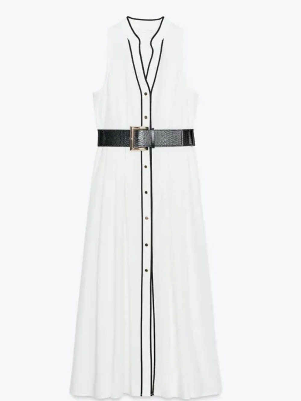 Zara NWT white sleeveless belted midi dress 0387/081 - Picture 2 of 6